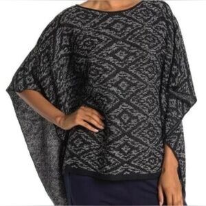 Eileen Fisher Organic Linen Geometric Knit Poncho